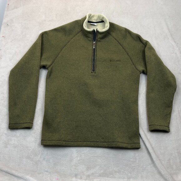 Columbia Men Jacket Large Pullover Sherpa Lined Cozy Green 1/4 Zip Fleece Casual - Picture 11 of 12